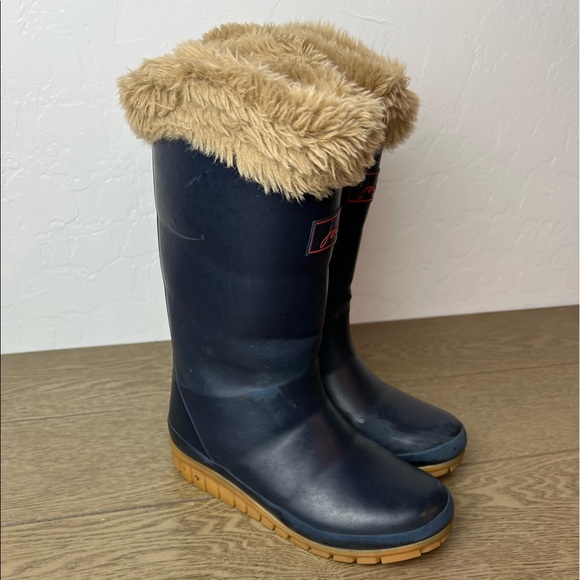 Joules Navy Blue Rubber Kids Wellingtons Rain Boots Sz 13 - Picture 2 of 13